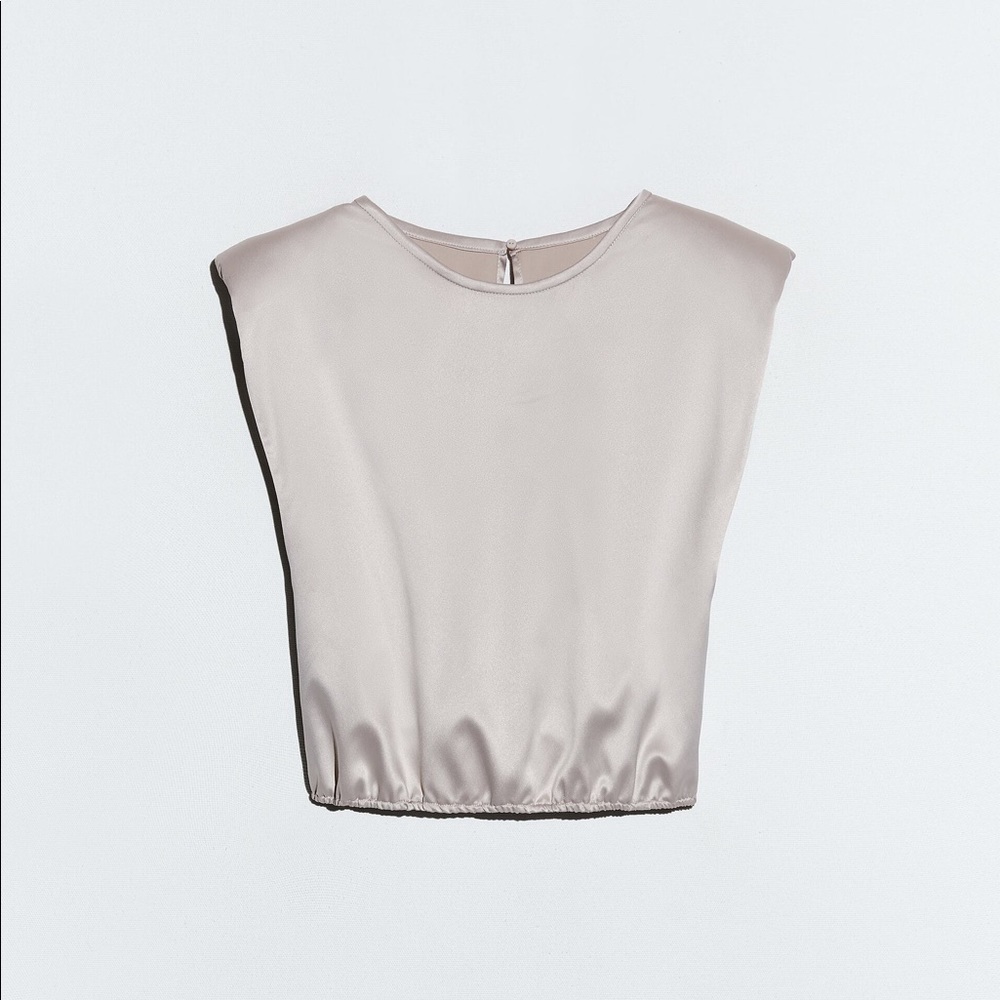 Zara shoulder pad satin top